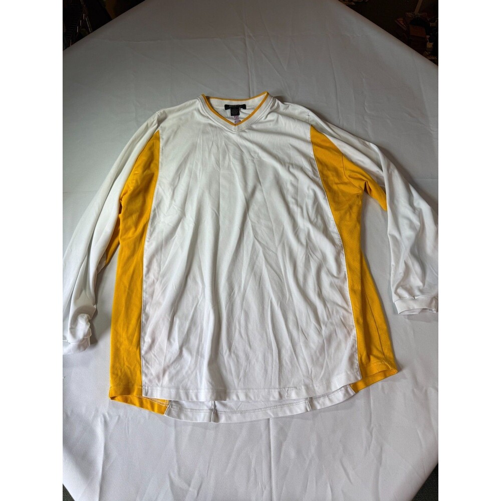 Milly Los Angeles Jersey Mens‎ Size 2XL White Yellow Long Sleeve V-Neck Sports